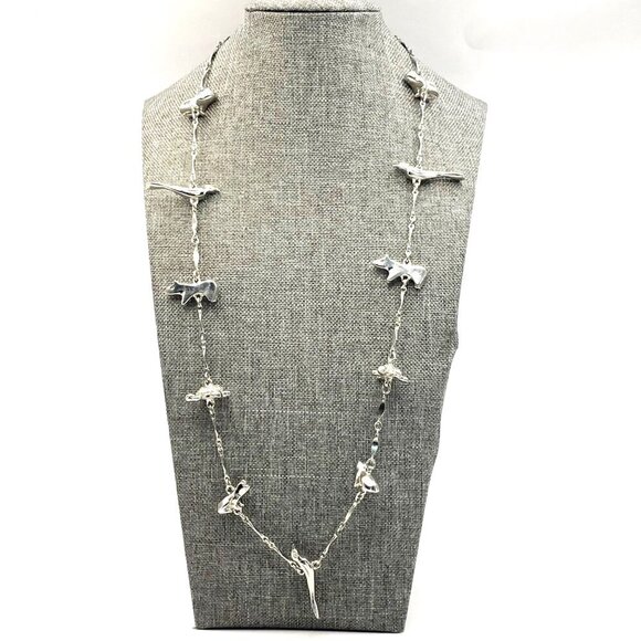 Vtg Wirth of California Necklace Multiple Charms Silver Tone Turtle Frog Bird - Picture 7 of 7